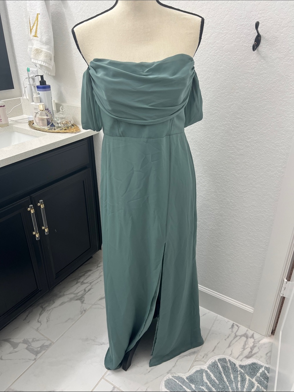 Birdy Grey Sea Glass Off-Shoulder Green Evening Dress